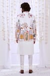 Shop_Taroob_White 100% Silk Embroidery Moroccan Kalamkari Bandhgala_at_Aza_Fashions