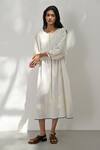 Buy_Payal Pratap_Ivory Handloom Cotton Embroidered Floral Round Pistoia Dress _at_Aza_Fashions