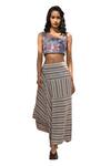 Buy_Payal Pratap_Beige Handloom Linen Printed Striped Elia Asymmetric Skirt _Online_at_Aza_Fashions