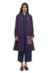 Buy_Payal Pratap_Blue Handloom Linen Printed Striped Shawl Lapel Jacket 
