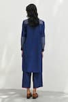 Shop_Payal Pratap_Blue Handloom Cotton Printed Striped Collar Anais Sleeve Dress_at_Aza_Fashions