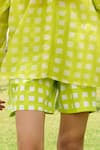 RAAS LIFE_Green Top Cotton Silk Print Chequered Round Collar With Shorts_Online_at_Aza_Fashions