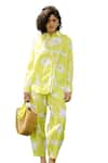 RAAS LIFE_Green Linen Cotton Print Mekko Collared Neck Abstract Shirt With Trouser _Online_at_Aza_Fashions