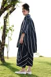 Shop_RAAS LIFE_Black Linen Cotton Print Stripe Collared Nargis Pattern Tunic With Balloon Pant _at_Aza_Fashions