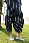 Buy_RAAS LIFE_Black Linen Cotton Print Stripe Collared Nargis Pattern Tunic With Balloon Pant 