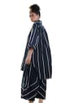 Shop_RAAS LIFE_Black Linen Cotton Print Stripe Collared Nargis Pattern Tunic With Balloon Pant 