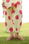 Buy_RAAS LIFE_Cream Linen Cotton Print Polka Mandarin Collar Poppy Dot Tunic With Trouser _Online_at_Aza_Fashions