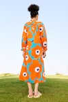 RAAS LIFE_Orange Linen Cotton Print Mekko Floral Frilled Neck Daisy Dress _Online_at_Aza_Fashions