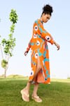 Buy_RAAS LIFE_Orange Linen Cotton Print Mekko Floral Frilled Neck Daisy Dress _Online_at_Aza_Fashions