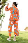 Shop_RAAS LIFE_Orange Linen Cotton Print Mekko Floral V Neck Rosa Top With Pant _at_Aza_Fashions