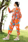 RAAS LIFE_Orange Linen Cotton Print Mekko Floral V Neck Rosa Top With Pant _Online_at_Aza_Fashions