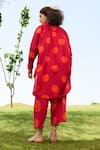 Shop_RAAS LIFE_Red Linen Cotton Print Polka Round Neck Salvia Tunic With Balloon Pant _at_Aza_Fashions