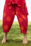 Shop_RAAS LIFE_Red Linen Cotton Print Polka Round Neck Tunic And Balloon Pant Set _Online_at_Aza_Fashions