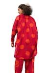 Buy_RAAS LIFE_Red Linen Cotton Print Polka Round Neck Salvia Tunic With Balloon Pant 