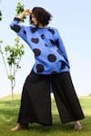 Buy_RAAS LIFE_Black Linen Cotton Print Polka Round Neck High Low Tunic With Flared Pant _at_Aza_Fashions