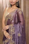 Shop_Samyukta Singhania_Purple Zimmy Choo Hand Embroidered Floral Saree With Running Blouse _Online_at_Aza_Fashions