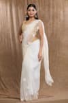 Shop_Samyukta Singhania_Off White Glass Tissue Hand Embroidered Beaded Saree With Running Blouse _Online_at_Aza_Fashions