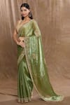 Buy_Samyukta Singhania_Green Zimmy Choo Hand Embroidered Stones Work Saree With Running Blouse _Online_at_Aza_Fashions