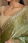 Buy_Samyukta Singhania_Green Zimmy Choo Hand Embroidered Stones Work Saree With Running Blouse 