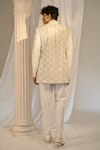 Soniya G x AZA_Cream Velvet Embroidered Sequins Jacket With Bandhgala Set _Online_at_Aza_Fashions