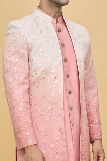 Peach Dori Work Achkan Set