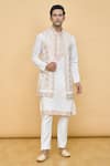 Buy_Soniya G x AZA_Cream Handloom Embroidered Aari Tilla Floral Jaal Nehru Jacket Kurta Set_at_Aza_Fashions