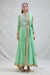 Shyam Narayan Prasad_Green Embroidered Floral Round Anarkali Set _Online_at_Aza_Fashions