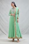 Buy_Shyam Narayan Prasad_Green Embroidered Floral Round Anarkali Set _Online_at_Aza_Fashions