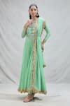 Shop_Shyam Narayan Prasad_Green Embroidered Floral Round Anarkali Set _Online_at_Aza_Fashions