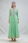 Buy_Shyam Narayan Prasad_Green Embroidered Floral Round Anarkali Set 