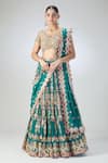 Buy_Tamanna Punjabi Kapoor_Green Embroidered Thread V Neck Lehenga Set _at_Aza_Fashions