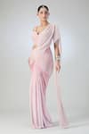Buy_Tarun Tahiliani_Pink Embroidered Sequin Sweetheart Pre-draped Saree With Blouse_Online_at_Aza_Fashions
