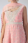 Shop_VARUN NIDHIKA_Pink Embroidered Floral Glass Neck Short Anarkali Sharara Set _Online_at_Aza_Fashions