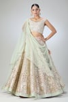 Buy_VARUN NIDHIKA_Pink Embroidered Metallic Geometric Boat Lehenga Set _at_Aza_Fashions