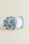 Shop_The Baby Atelier_Blue Organic Cotton Stripe Print Baby Quilt _at_Aza_Fashions