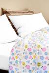 The Baby Atelier_Multi Color Organic Cotton Whimsical Flowers Print Junior Bed Cover _Online_at_Aza_Fashions