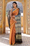 Shop_Geroo Jaipur_Yellow Modal Silk Printed Pallu Bandhani Saree With Unstitched Blouse Piece_Online_at_Aza_Fashions