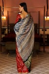 Shop_Geroo Jaipur_Red Modal Silk Printed Ajrakh Pallu Saree With Unstitched Blouse Piece_at_Aza_Fashions