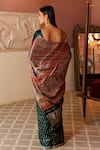 Geroo Jaipur_Green Modal Silk Printed Bandhani Pallu Saree With Unstitched Blouse Piece_Online_at_Aza_Fashions