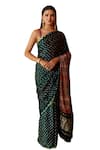 Buy_Geroo Jaipur_Green Modal Silk Printed Bandhani Pallu Saree With Unstitched Blouse Piece_Online_at_Aza_Fashions