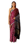 Buy_Geroo Jaipur_Purple Modal Silk Wave Bandhani Pattern Saree With Unstitched Blouse Piece_Online_at_Aza_Fashions