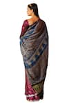 Geroo Jaipur_Purple Modal Silk Wave Bandhani Pattern Saree With Unstitched Blouse Piece_Online