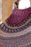 Buy_Geroo Jaipur_Purple Modal Silk Wave Bandhani Pattern Saree With Unstitched Blouse Piece_Online