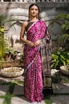 Buy_Geroo Jaipur_Purple Modal Silk Printed Bandhani Pattern Saree With Unstitched Blouse Piece_Online_at_Aza_Fashions