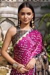 Shop_Geroo Jaipur_Purple Modal Silk Printed Bandhani Pattern Saree With Unstitched Blouse Piece_Online_at_Aza_Fashions