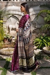 Geroo Jaipur_Purple Modal Silk Printed Bandhani Pattern Saree With Unstitched Blouse Piece_at_Aza_Fashions