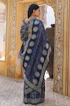 Shop_Geroo Jaipur_Blue Modal Silk Printed Ajrakh Gharchola Saree With Unstitched Blouse Piece_at_Aza_Fashions