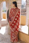 Shop_Geroo Jaipur_Red Modal Silk Printed Ajrakh Gharchola Saree With Unstitched Blouse Piece_at_Aza_Fashions