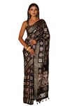 Geroo Jaipur_Black Modal Silk Printed Floral Gharchola Saree With Unstitched Blouse Piece_Online_at_Aza_Fashions