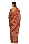 Shop_Geroo Jaipur_Red Modal Silk Printed Geometric Gharchola Saree With Unstitched Blouse Piece